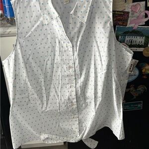 CJ Banks White Top with Blue Squares